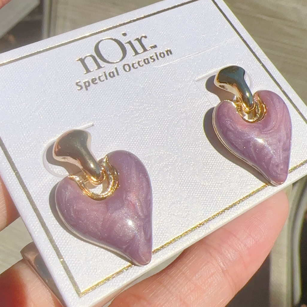 Noir Pink White Purple Spade Reflect-Able Gold Tone Drops Studs Earrings 17$